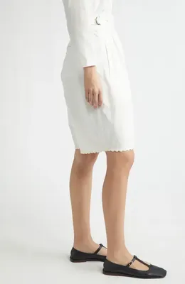 Bode Bode Closerie Embroidered Pleated Cotton Shorts in Ecru — Women Winter white Shorts