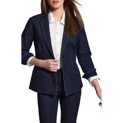 NIC+ZOE NIC+ZOE Ribbon Trim Blazer in Night — Women Winter black Outerwear
