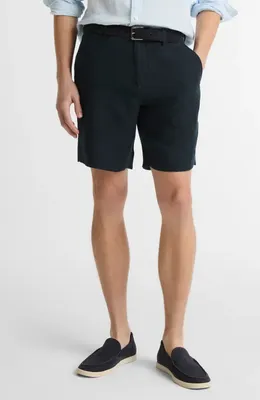 Vince Vince Flat Front Slub Hemp Chino Shorts in Coastal — Men Summer blue Shorts