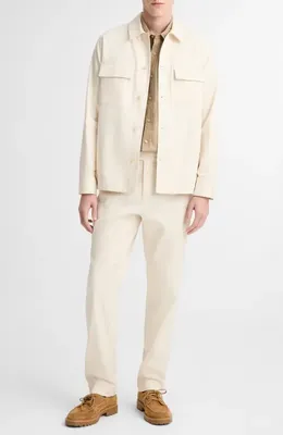 Vince Vince Stretch Linen & Cotton Chore Coat in Bone — Men Spring ivory Outerwear