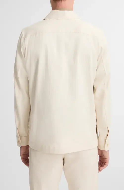 Vince Vince Stretch Linen & Cotton Chore Coat in Bone — Men Spring ivory Outerwear