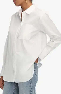 FRAME FRAME The Boy Cotton Button-Up Shirt in White — Women Winter white Button-Down Shirts