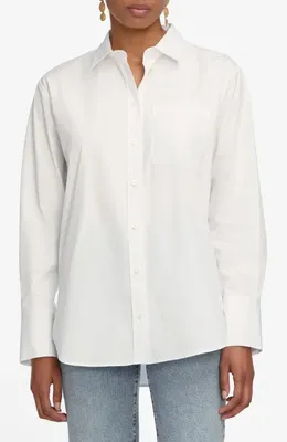 FRAME FRAME The Boy Cotton Button-Up Shirt in White — Women Winter white Button-Down Shirts