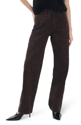 rag & bone rag & bone Shea High Waist Relaxed Straight Leg Jeans in Leopard — Women Autumn chocolate Pants