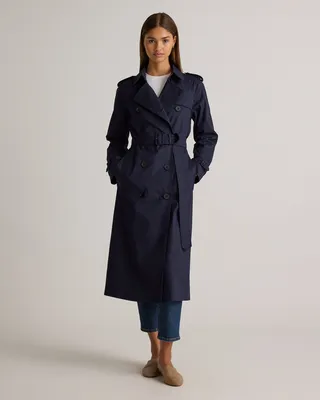 Quince Quince | Women's Comfort Stretch Long Trench Coat in Navy — Women Winter navy Overcoats