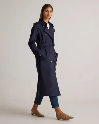 Quince Quince | Women's Comfort Stretch Long Trench Coat in Navy — Women Winter navy Overcoats