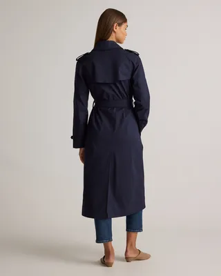 Quince Quince | Women's Comfort Stretch Long Trench Coat in Navy — Women Winter navy Overcoats