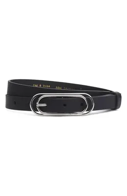 rag & bone rag & bone Duo Rounded Rebound Leather Belt in Black — Women Winter black Accessories