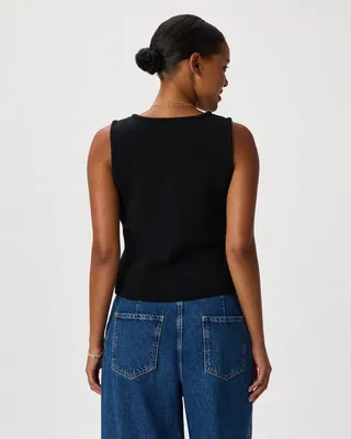 Quince Quince | Women's V-Neck Sweater Vest in Black — Women Winter black Sweaters & Knits