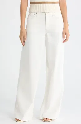 rag & bone rag & bone Featherweight Sofie High Waist Wide Leg Jeans in White — Women Winter white Pants