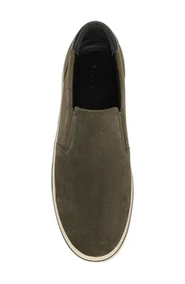 Vince Vince Salinas Suede Slip-On Sneaker in Dark Roast — Men Autumn grey Shoes