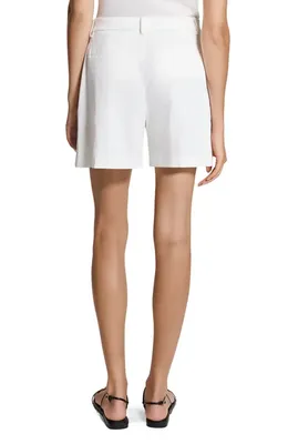 Theory Theory Pleated Stretch Linen Blend Shorts in White — Women Winter white Shorts