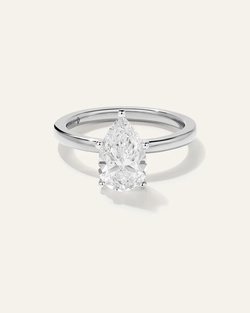 Quince Quince | Women's Lab Grown Diamond Pear Comfort Fit Engagement Ring 2ct in White Gold — Women Summer white Accessories