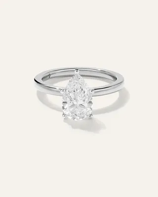 Quince Quince | Women's Lab Grown Diamond Pear Comfort Fit Engagement Ring 2ct in White Gold — Women Summer white Accessories