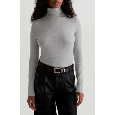 AG AG Chels Ribbed Turtleneck Sweater in Heather Grey — Women Summer silver Tops