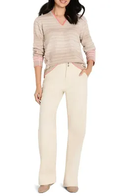 NIC+ZOE NIC+ZOE Stitched V-Neck Sweater in Neutral Multi — Women Autumn tan Tops