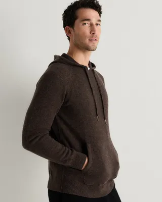 Quince Quince | Men's Mongolian Cashmere Pullover Hoodie in Heather Truffle Brown — Men Autumn brown Sweatshirts & Hoodies
