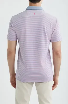 johnnie-O johnnie-O Cruz Stripe Performance Jersey Polo in Palm Lake — Men Spring white Tops