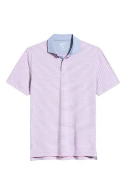 johnnie-O johnnie-O Cruz Stripe Performance Jersey Polo in Palm Lake — Men Spring white Tops