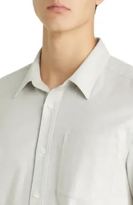 FRAME FRAME Brushed Cotton Blend Button-Up Shirt in Oatmeal — Men Spring white Tops