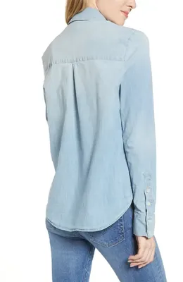 AG AG Cade Chambray Shirt in Azure Light — Women Summer silver Tops