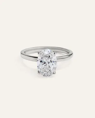 Quince Quince Women's Lab Grown Diamond Oval Comfort Fit Engagement Ring 2.5ct in White Gold — Women Summer ivory Accessories