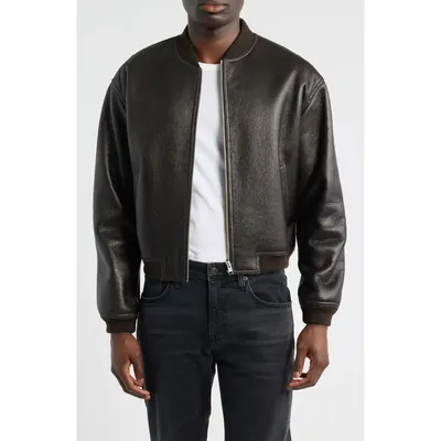 FRAME FRAME Genuine Shearling Lined Bomber Jacket in Dark Brown — Men Autumn chocolate Outerwear