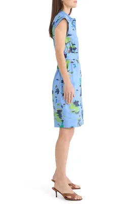 NIC+ZOE NIC+ZOE Camille Water Lilies Dress in Blue Multi — Women Summer silver Dresses
