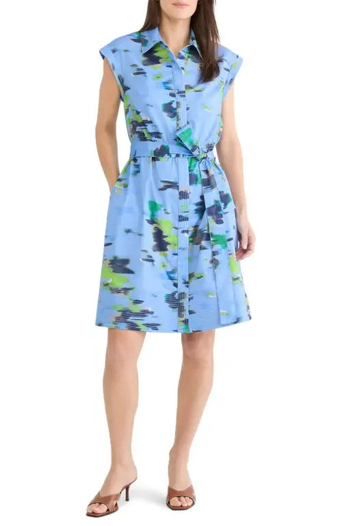 NIC+ZOE NIC+ZOE Camille Water Lilies Dress in Blue Multi — Women Summer silver Dresses