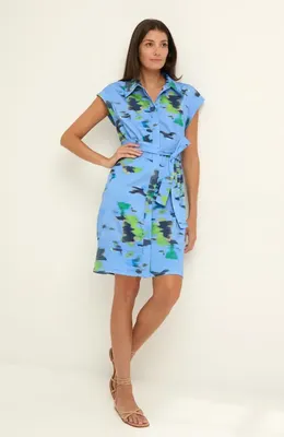 NIC+ZOE NIC+ZOE Camille Water Lilies Dress in Blue Multi — Women Summer silver Dresses