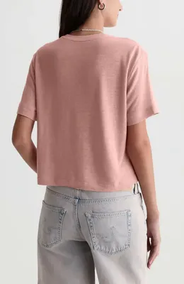 AG AG Charli Boxy Linen Blend T-Shirt in Sparkling Rose — Women Spring pink T-Shirts & Tees