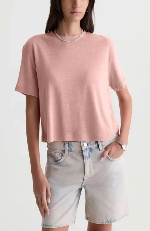 AG AG Charli Boxy Linen Blend T-Shirt in Sparkling Rose — Women Spring pink Tops