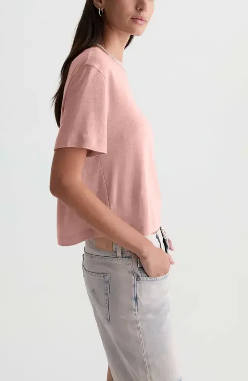 AG AG Charli Boxy Linen Blend T-Shirt in Sparkling Rose — Women Spring pink T-Shirts & Tees