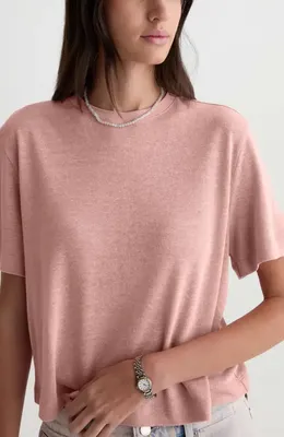 AG AG Charli Boxy Linen Blend T-Shirt in Sparkling Rose — Women Spring pink T-Shirts & Tees
