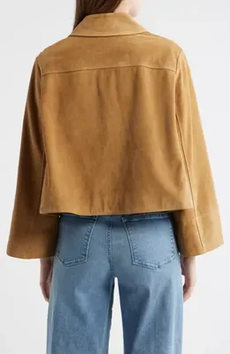 FRAME FRAME The Mini Suede Swing Jacket in Light Camel — Women Autumn camel Outerwear