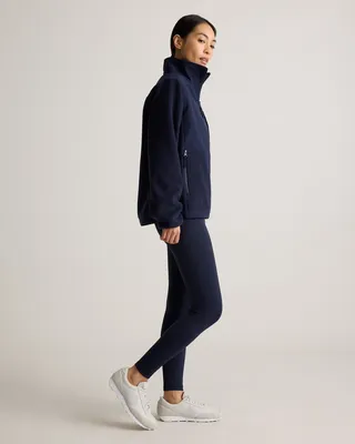 Quince Quince | Women's Polar Fleece Full-Zip Jacket in Deep Navy — Women Winter navy Fleece Jackets
