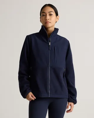 Quince Quince | Women's Polar Fleece Full-Zip Jacket in Deep Navy — Women Winter navy Fleece Jackets