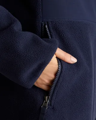 Quince Quince | Women's Polar Fleece Full-Zip Jacket in Deep Navy — Women Winter navy Fleece Jackets