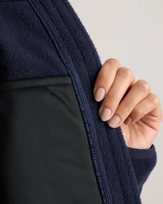 Quince Quince | Women's Polar Fleece Full-Zip Jacket in Deep Navy — Women Winter navy Fleece Jackets