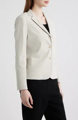 Theory Theory Shrunken Linen Blend Jacket in White Clay — Women Autumn beige Outerwear