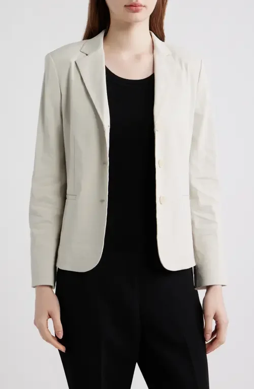 Theory Theory Shrunken Linen Blend Jacket in White Clay — Women Autumn beige Outerwear