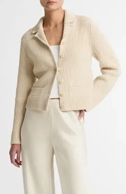 Vince Vince Pocket Cotton Blend Sweater Jacket in Ecru — Women Spring ivory Sweaters & Knits