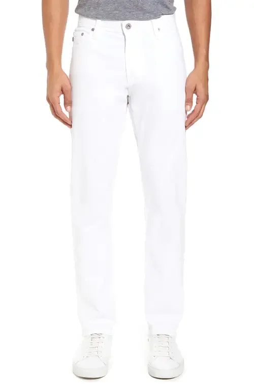 AG AG Everett Stretch Sateen Slim Straight Pants in White — Men Winter white Pants