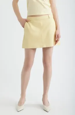 FRAME FRAME The Leather Miniskirt in Lemon — Women Spring ivory Skirts