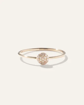 Quince Quince | Women's 14K Gold Pave Diamond Round Disc Ring in Yellow Gold — Women Autumn camel Jewelry