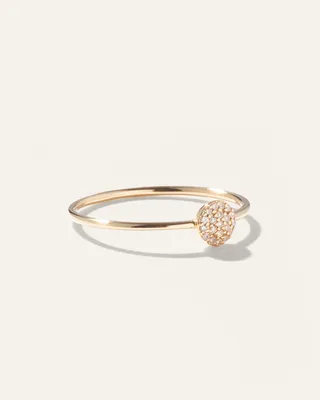 Quince Quince | Women's 14K Gold Pave Diamond Round Disc Ring in Yellow Gold — Women Autumn camel Jewelry