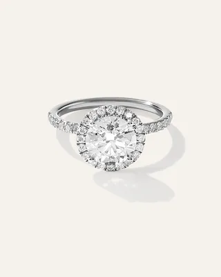 Quince Quince Women's Lab Grown Diamond Round Halo Pave Engagement Ring 2ct in Platinum — Women Summer white Accessories