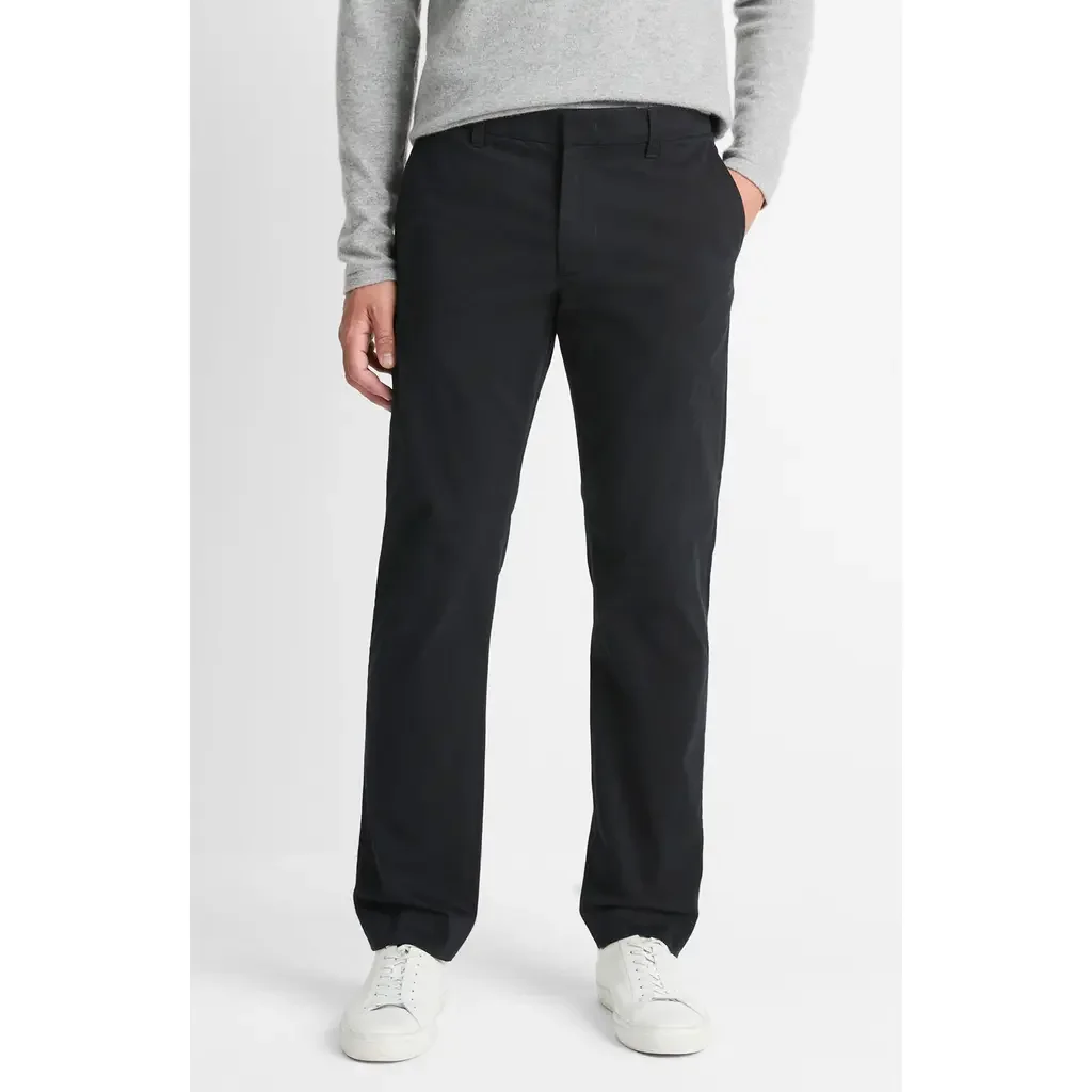 Vince Vince Dylan Peached Stretch Cotton Chinos in Black — Men Winter Pants