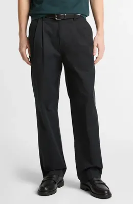 Vince Vince Louie Pleated Stretch Cotton Pants in Black — Men Winter black Pants