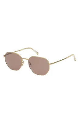 rag & bone rag & bone 53mm Geometric Sunglasses in Silver /Navy Horn /Blue in Bronze/Bone Horn/Brown — Unisex Autumn tan Accessories